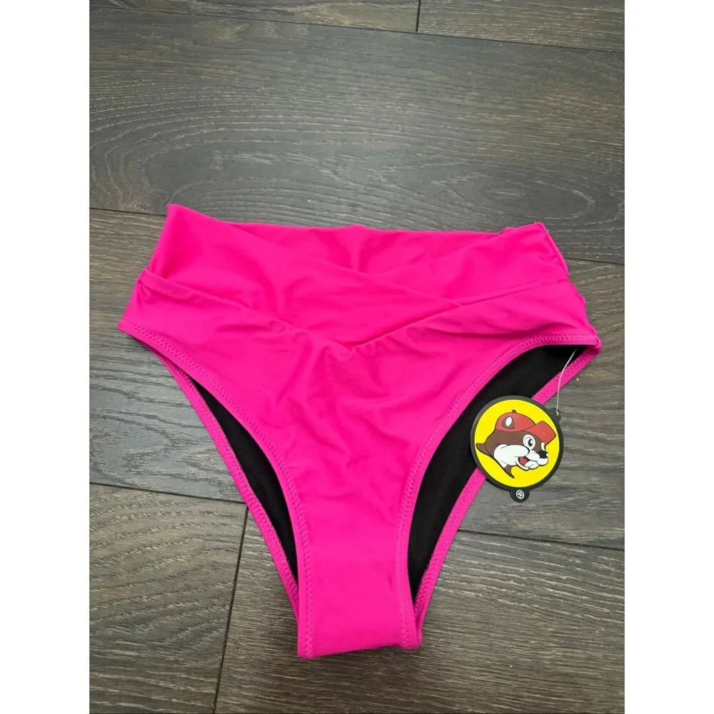 Bucees Women’s Small Hot Pink Crossover Bikini Bottom New